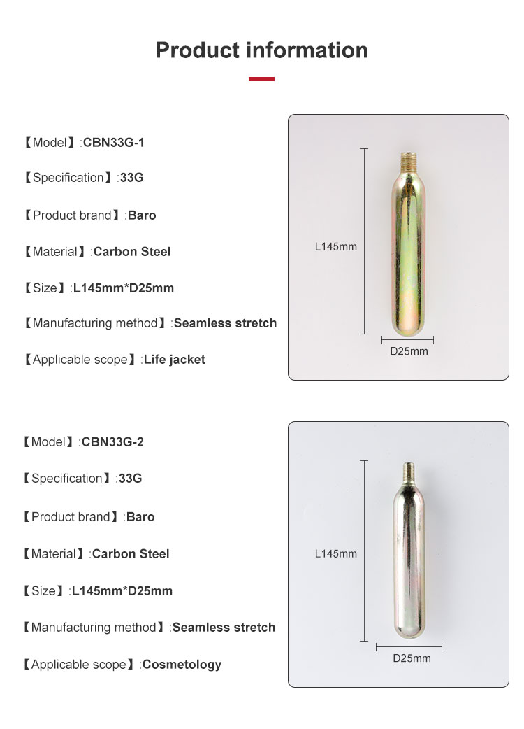 33g CO2 Thread Cartridges Cylinders